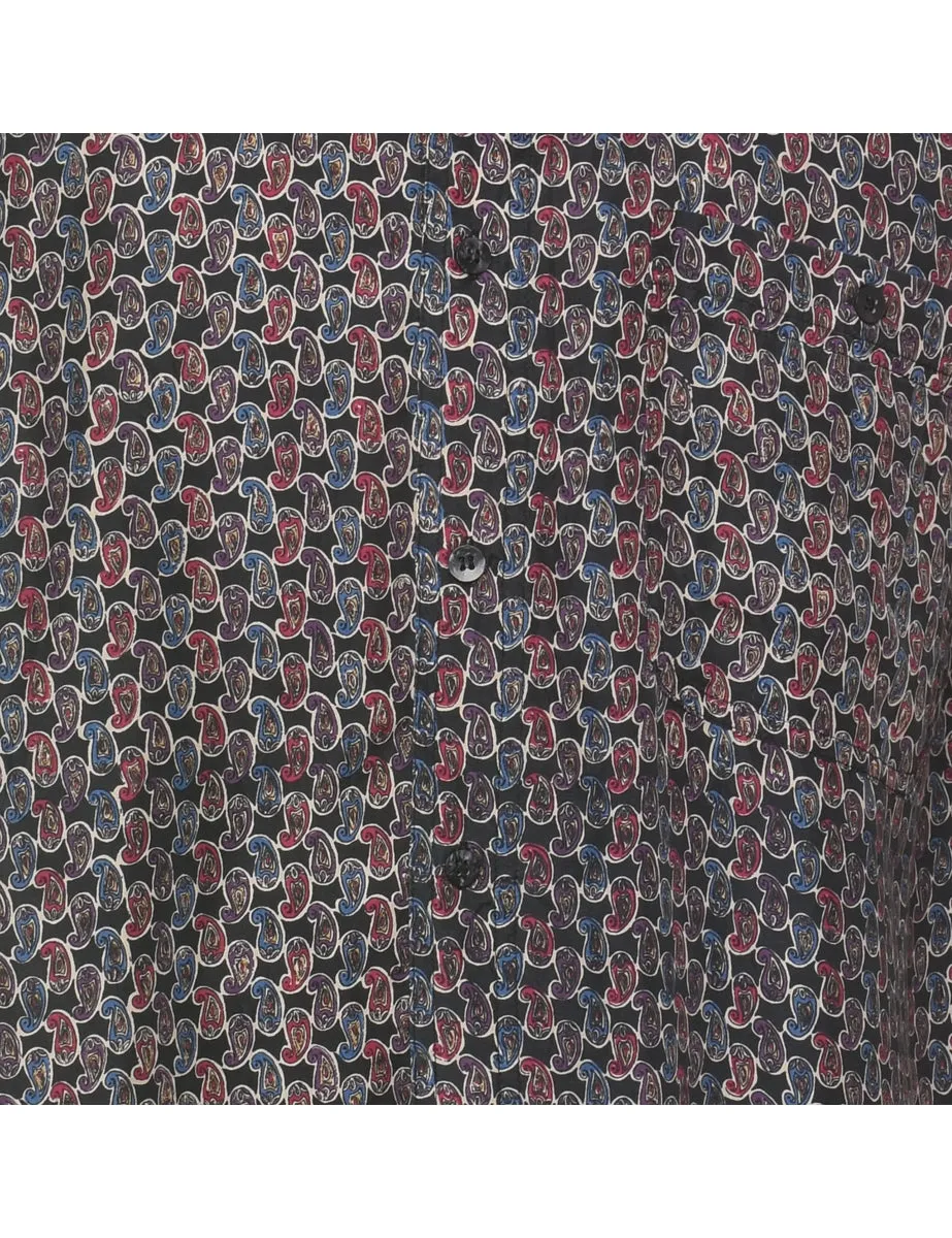 1990s Paisley Print Silk Shirt - S