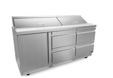 72" Salad Table w/ 18 Pans & 4 Drawers