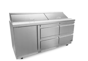 72" Salad Table w/ 18 Pans & 4 Drawers