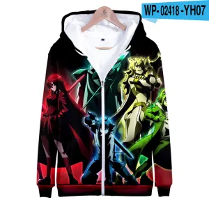 Anime Akame Ga Kill Zipper Hoodies Casual Hooded Streetwear Oversized Jacket