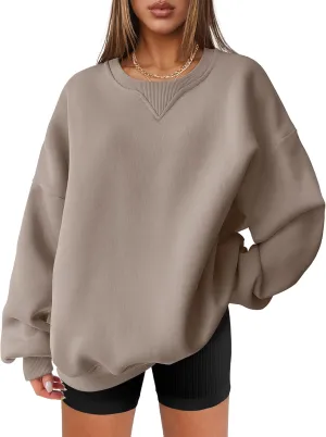 ANRABESS Womens Sweatshirts Oversized Fleece Crew Neck Pullover Hoodies Casual Comfy 2025 Fall Fashion Basic Sweatshirt