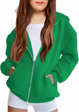 Arshiner Girls Zip Up Hoodies Teen Fleece Full-Zip Sweatshirts Jacket Casual Fall Hoodie with Pocket