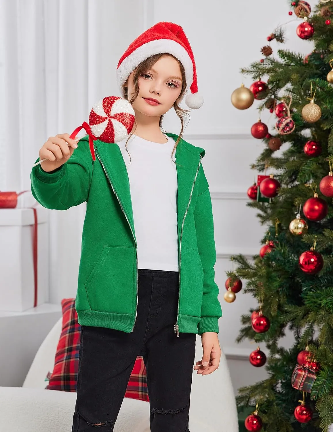 Arshiner Girls Zip Up Hoodies Teen Fleece Full-Zip Sweatshirts Jacket Casual Fall Hoodie with Pocket