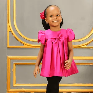 BABY GIRLS MAGENTA RIBBON DRESS