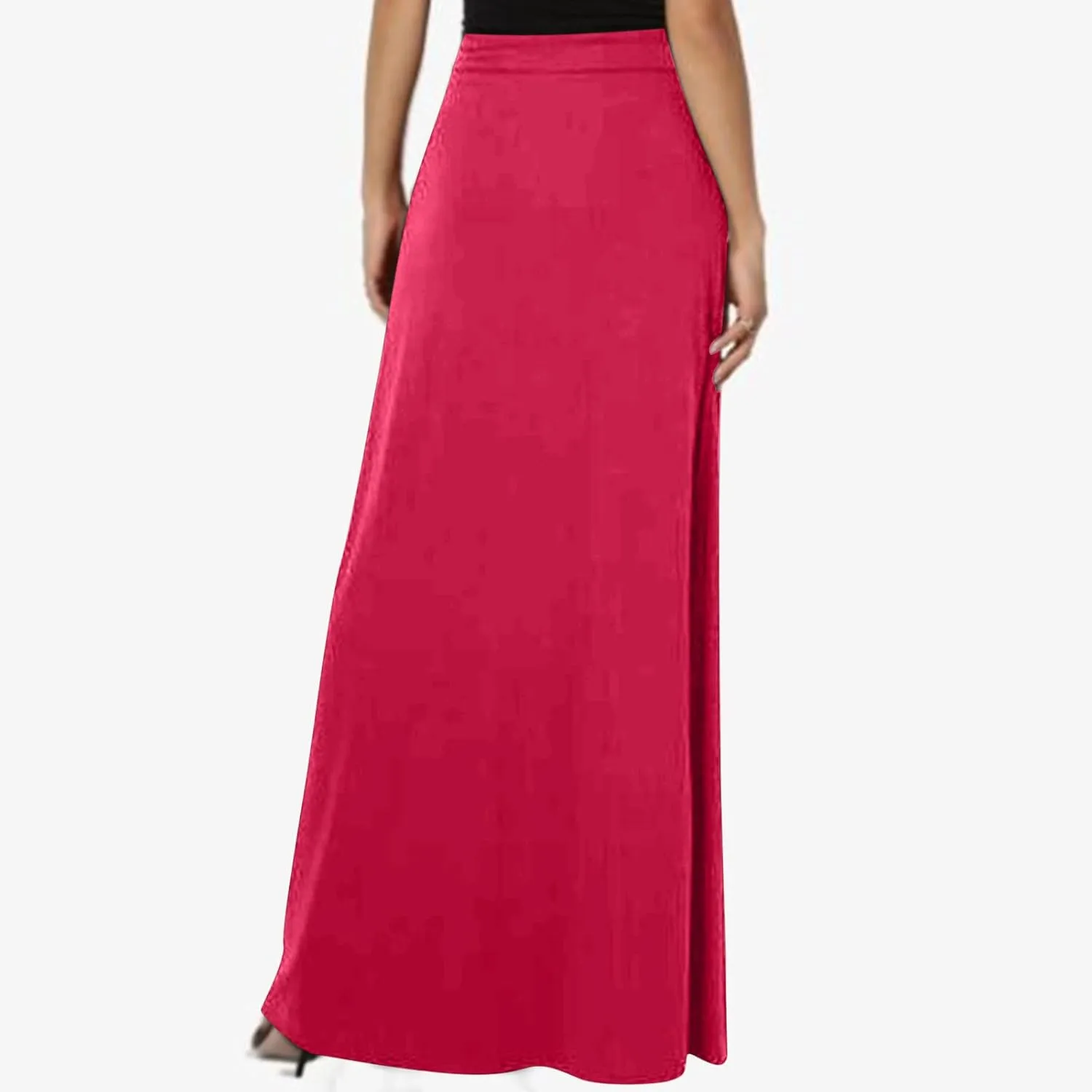 BTDECLAR Women Trendy Summer Maxi Skirt Elegant Elastic High Waisted Flowy Skirts Business Casual Long Skirts with Pockets
