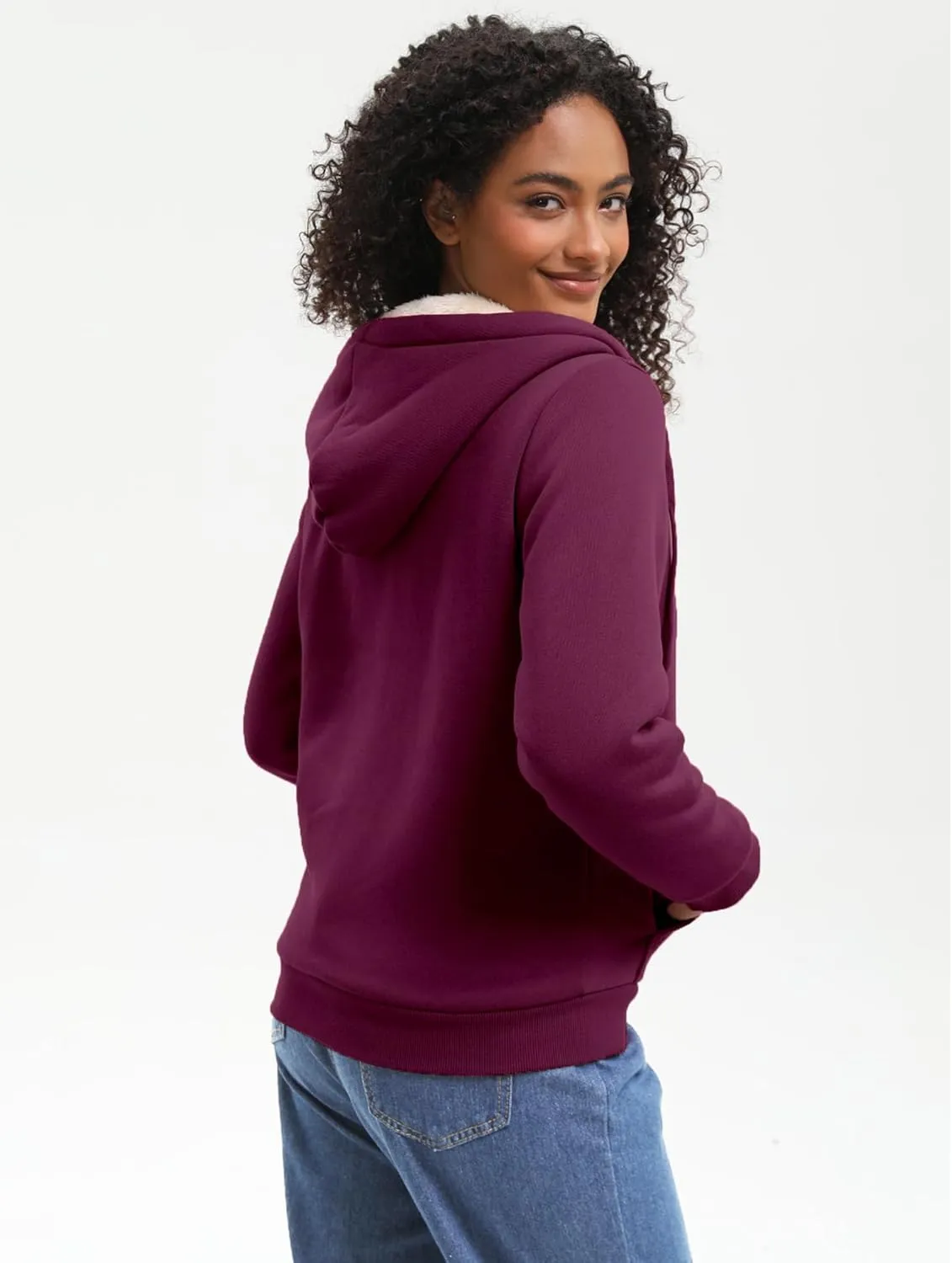 Bumeex Women' Sweatshirt,Sherpa-Lined Hoodie