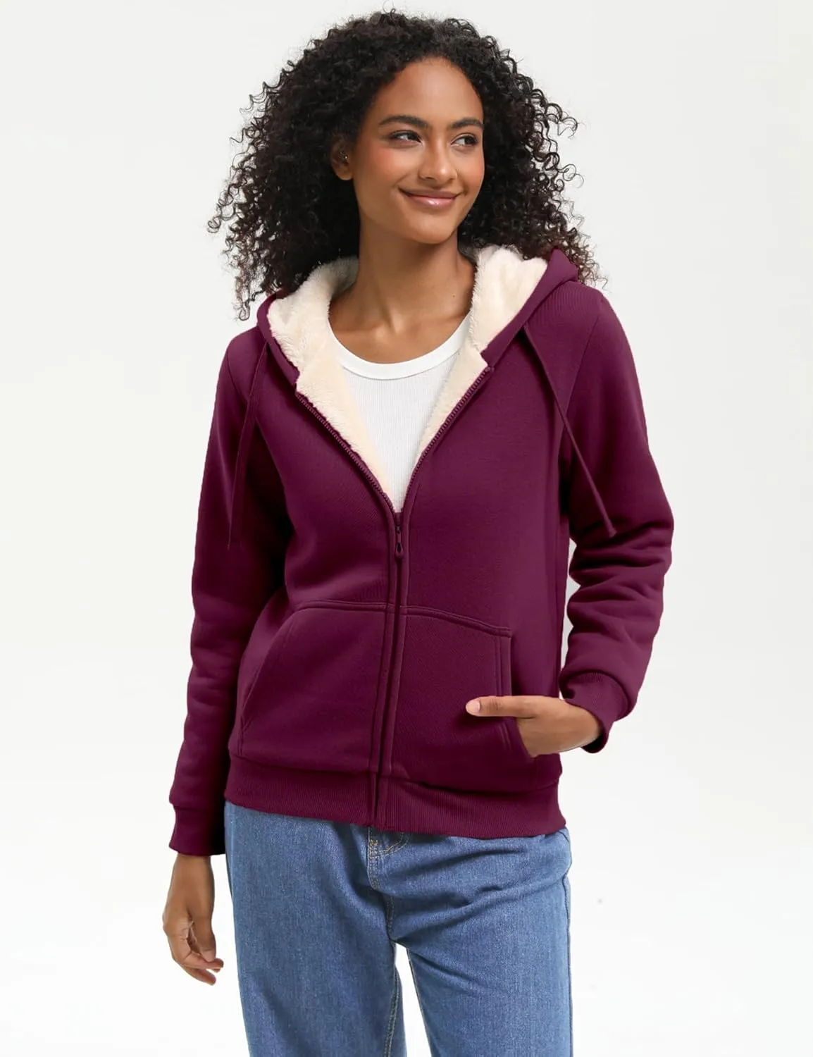 Bumeex Women' Sweatshirt,Sherpa-Lined Hoodie