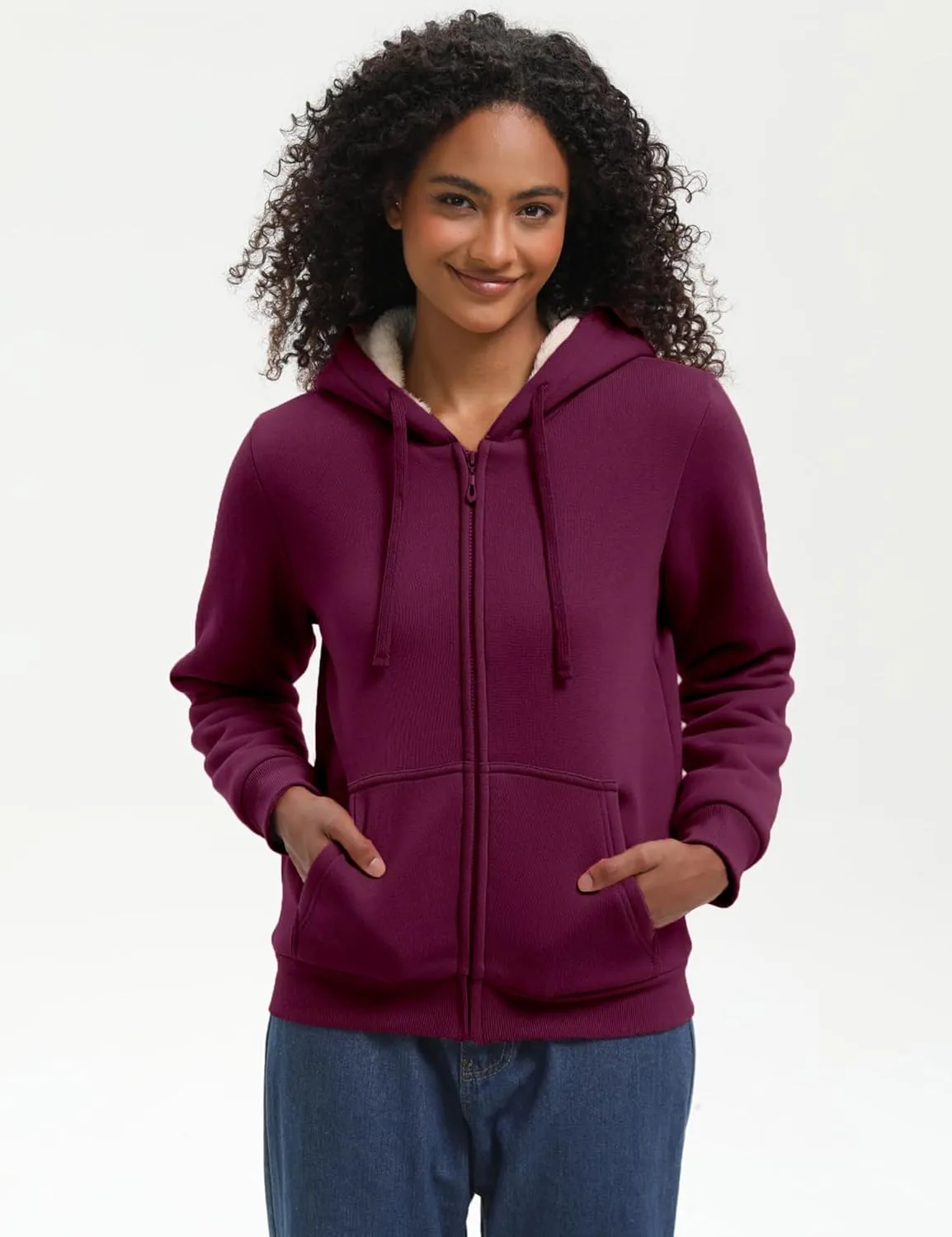 Bumeex Women' Sweatshirt,Sherpa-Lined Hoodie