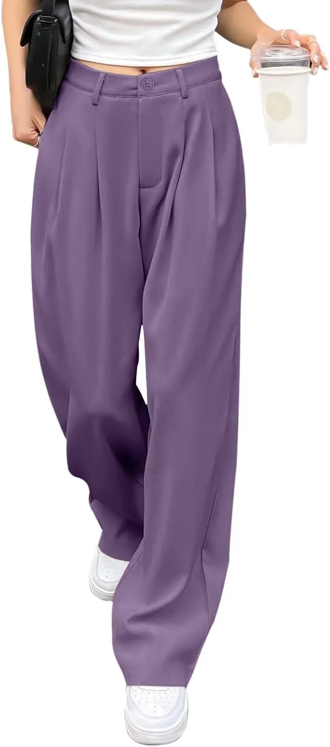 Business Casual Pants for Women Long Women Straight Leg High Waist Pants Going Out Walking Loose Fit Work Trousers