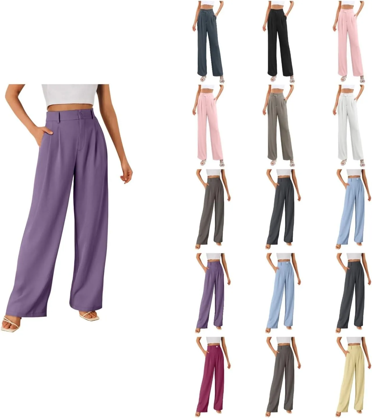 Business Casual Pants for Women Long Women Straight Leg High Waist Pants Going Out Walking Loose Fit Work Trousers