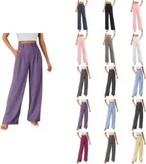 Business Casual Pants for Women Long Women Straight Leg High Waist Pants Going Out Walking Loose Fit Work Trousers