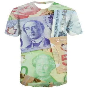 Canadian Dollar T-shirt Men Money T shirts Funny Canada Tshirts Casual Harajuku Tshirt Anime Colorful T-shirts 3d Short Sleeve