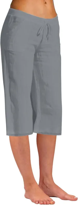 Capri Pants for Women Cotton Linen Blend Trousers High Waist Casual Seven Eighth Length Elegant Slim Fit Design