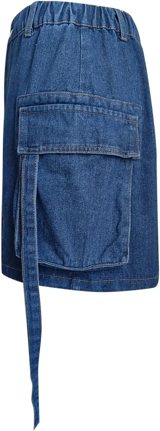 Cargo Skater Skirt Denim A Line Classy Jean High Rise Tennis Skirts Swing Beach Skirts for Women Robe Mini Skirts