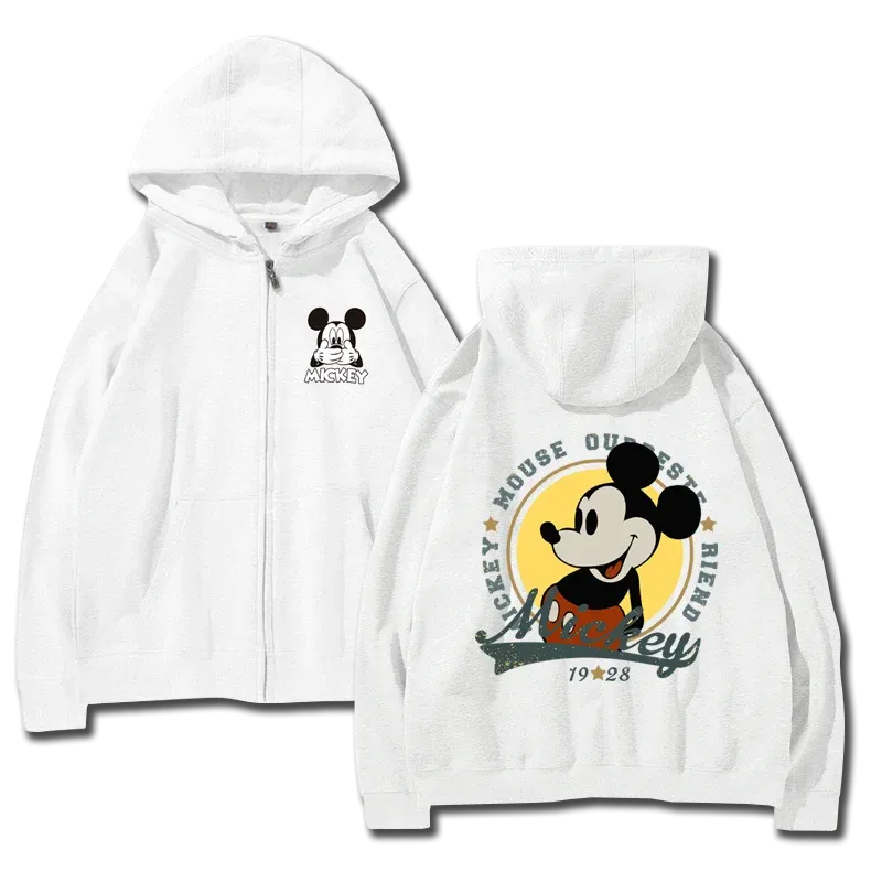 cartoon couple outfit sports hooded zipper jacket Disney  Mickey Mouse Minnie hooded cardigan sweatshirt