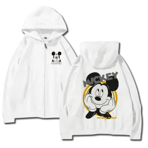 cartoon couple outfit sports hooded zipper jacket Disney  Mickey Mouse Minnie hooded cardigan sweatshirt