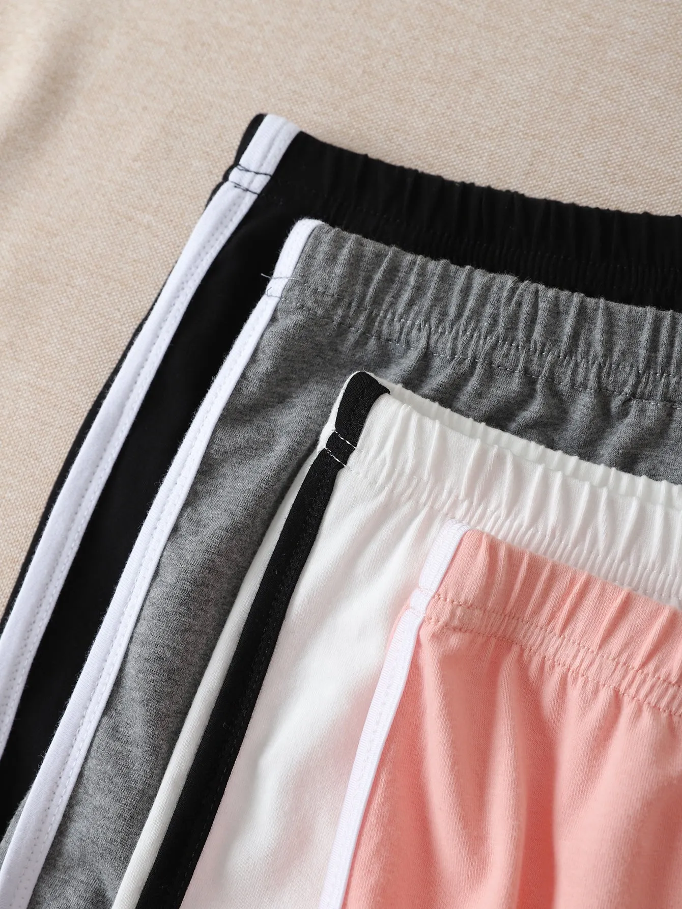 Casual Colorblock Contrast Binding Natural Women Shorts