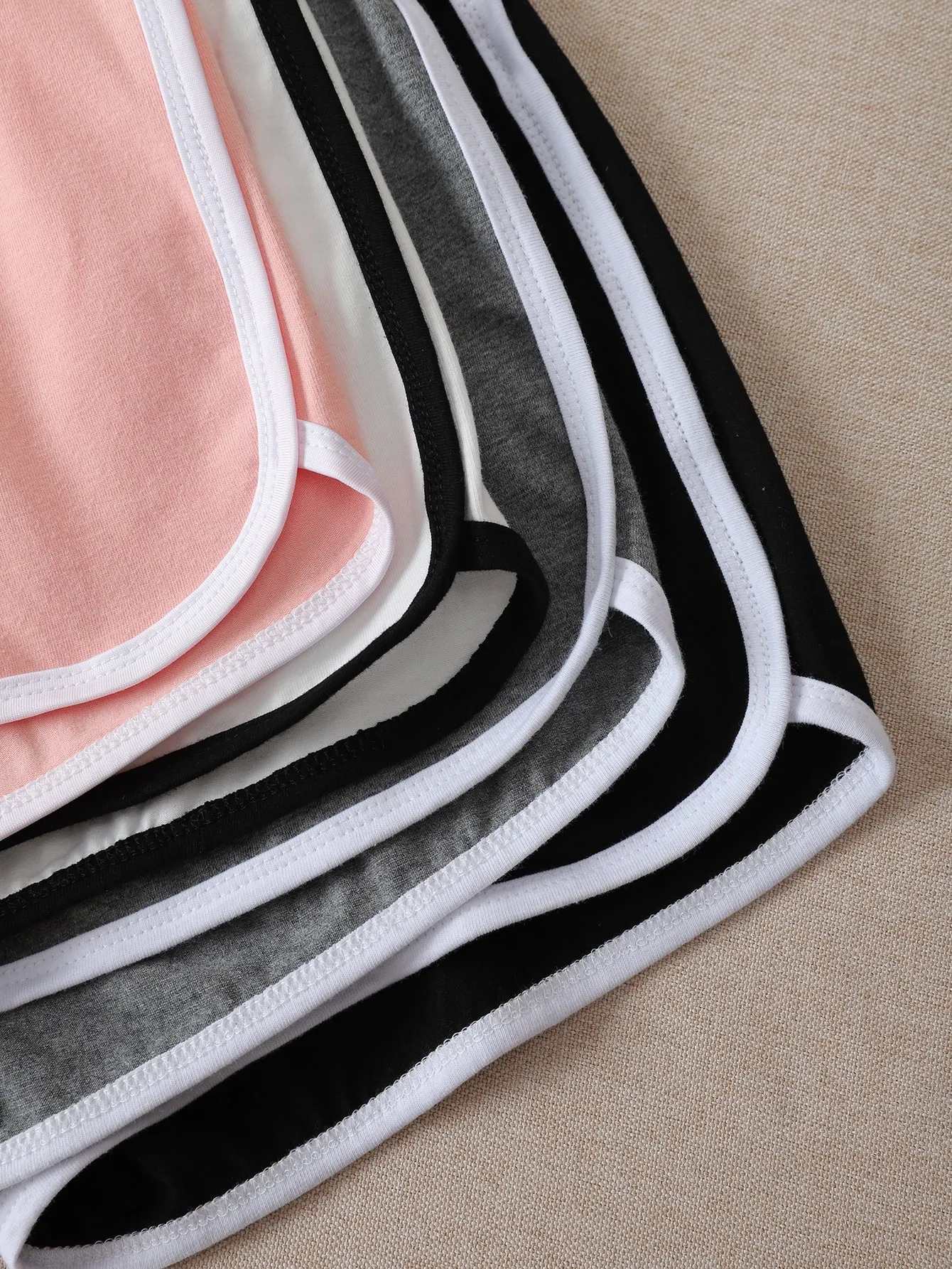 Casual Colorblock Contrast Binding Natural Women Shorts