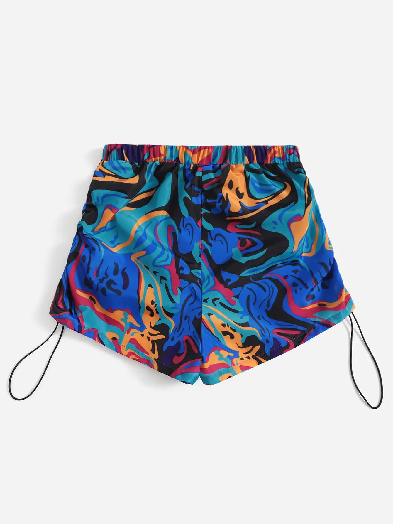Casual Marble Tie Front Natural Women Shorts