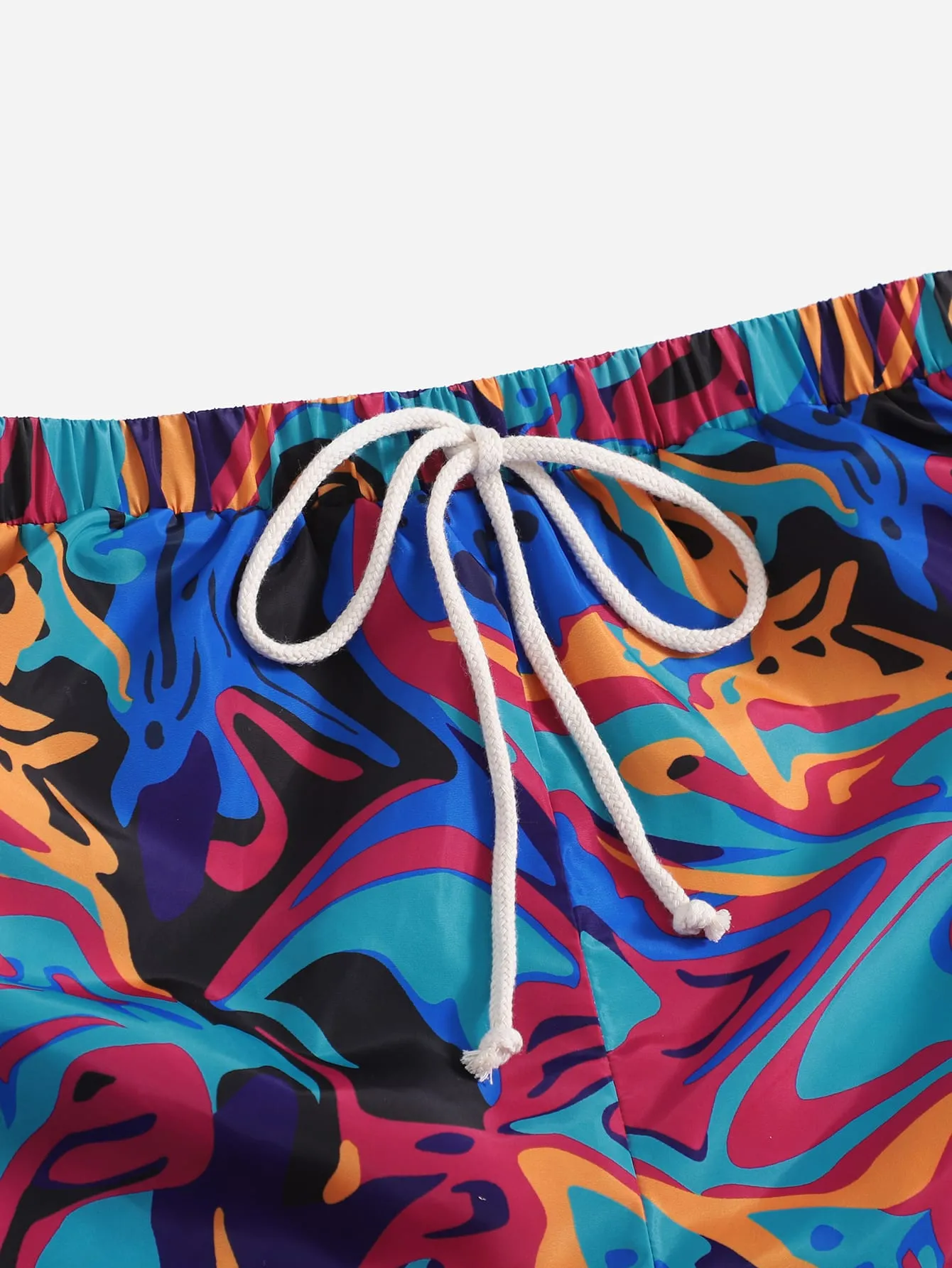 Casual Marble Tie Front Natural Women Shorts