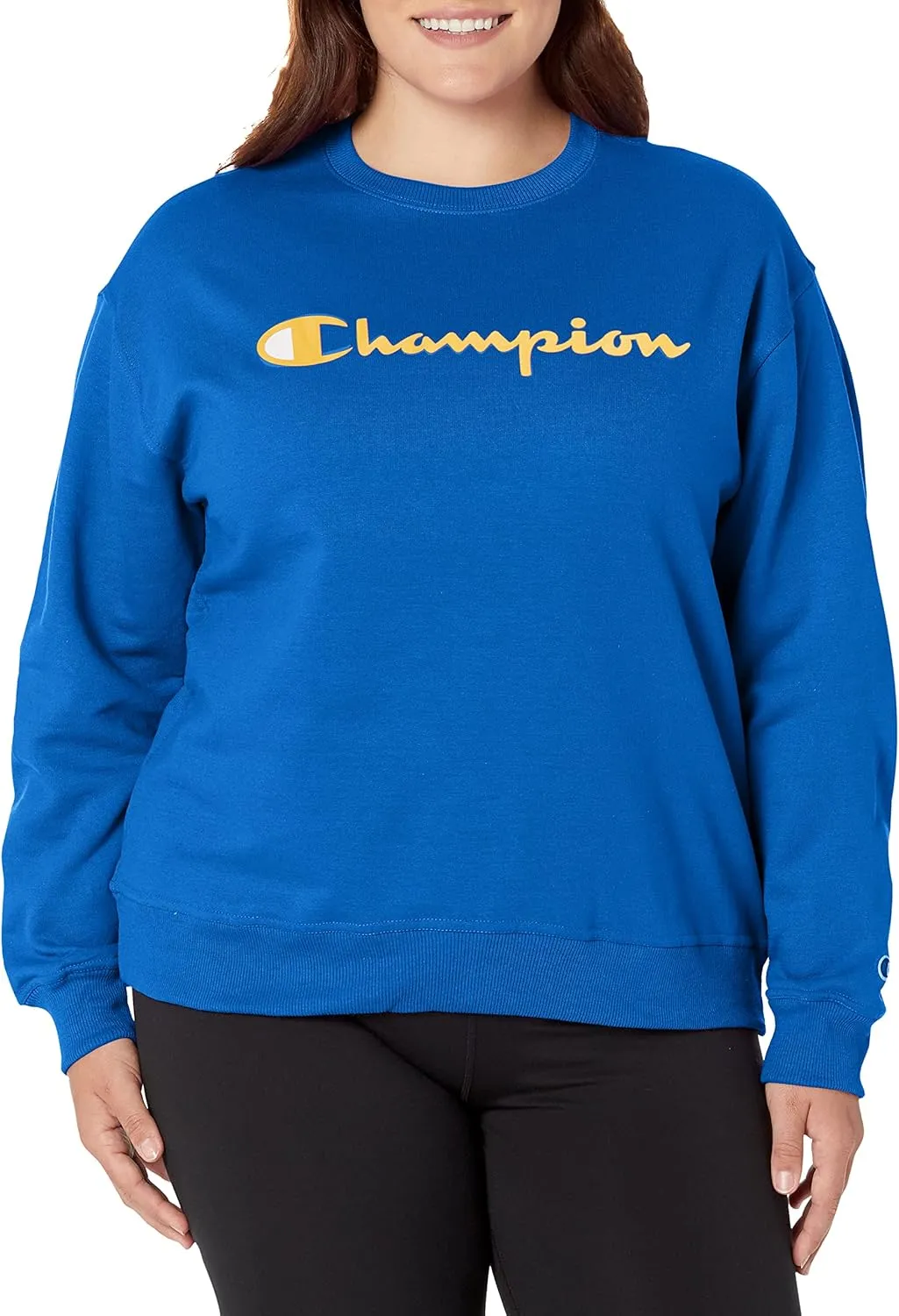 Champion Women's Sweatshirt, Powerblend, Crewneck for Women, C Logo (Plus Size Available)