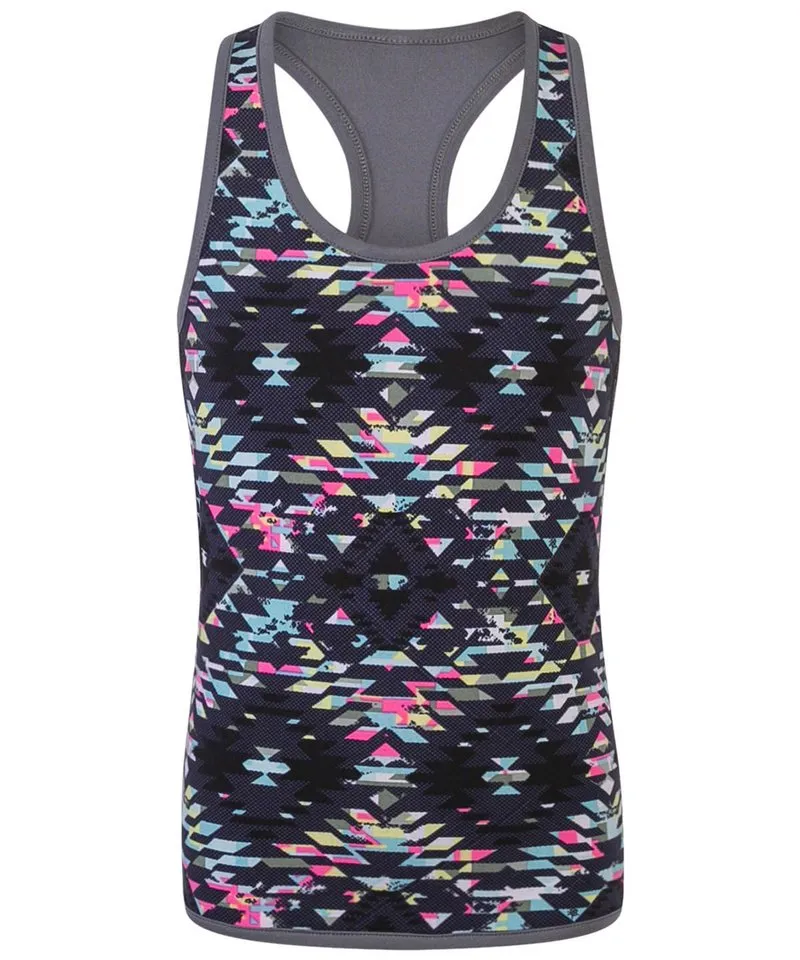Charcoal/Bright Aztec - Kids reversible workout vest