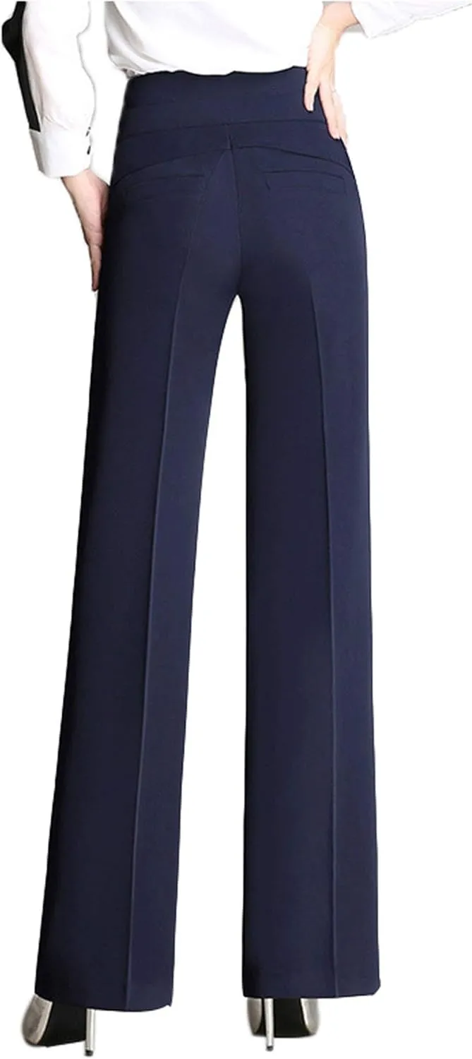 CHARTOU Women's High Waist Double-Button Closure Boot-Cut Dress Pants