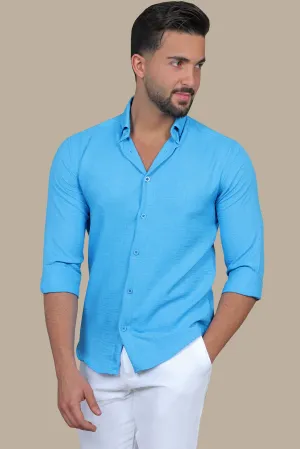 Classic Blue Linen Shirt: Long & Short Sleeve Options