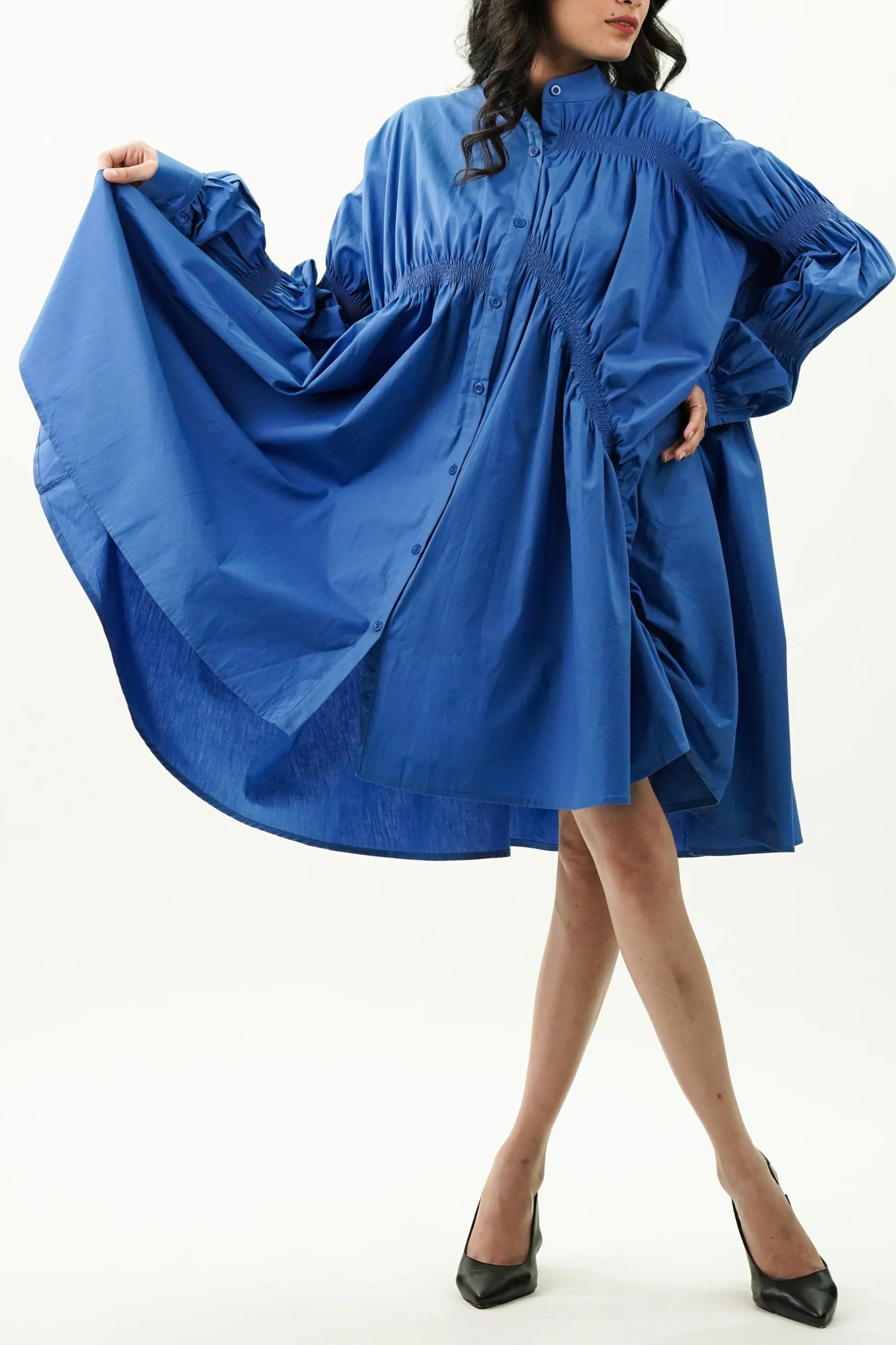 Cobalt Blue Shirried Dress