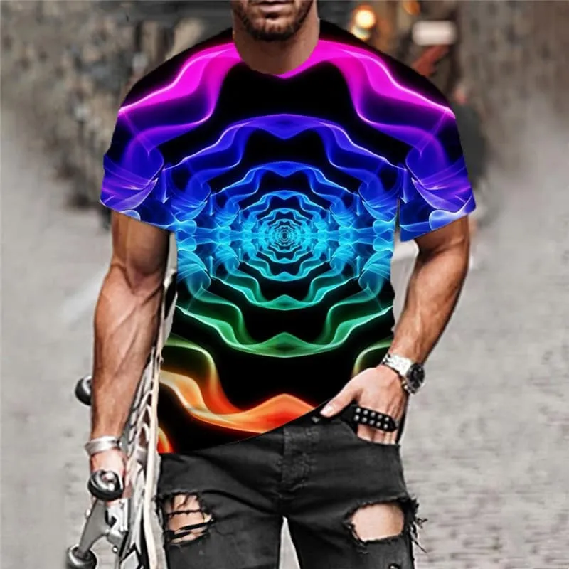 Colorful T shirt Men Smoke Tshirt Printed Rainbow Shirt Print Art T-shirts 3d