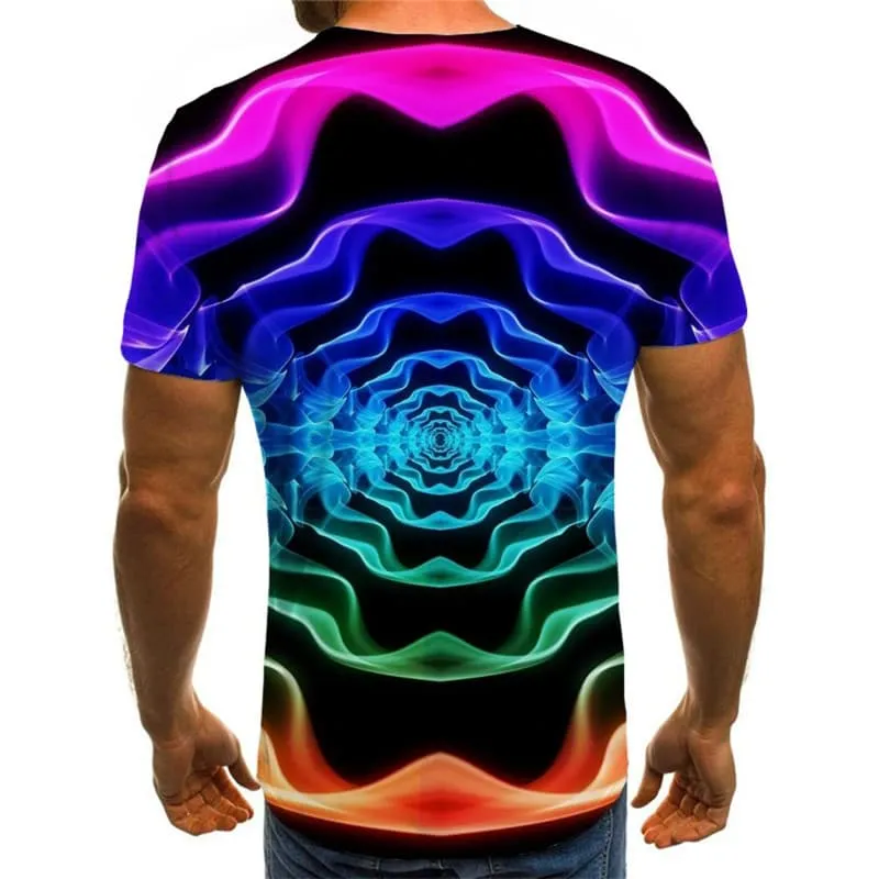 Colorful T shirt Men Smoke Tshirt Printed Rainbow Shirt Print Art T-shirts 3d