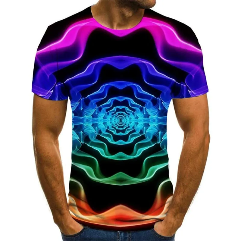 Colorful T shirt Men Smoke Tshirt Printed Rainbow Shirt Print Art T-shirts 3d