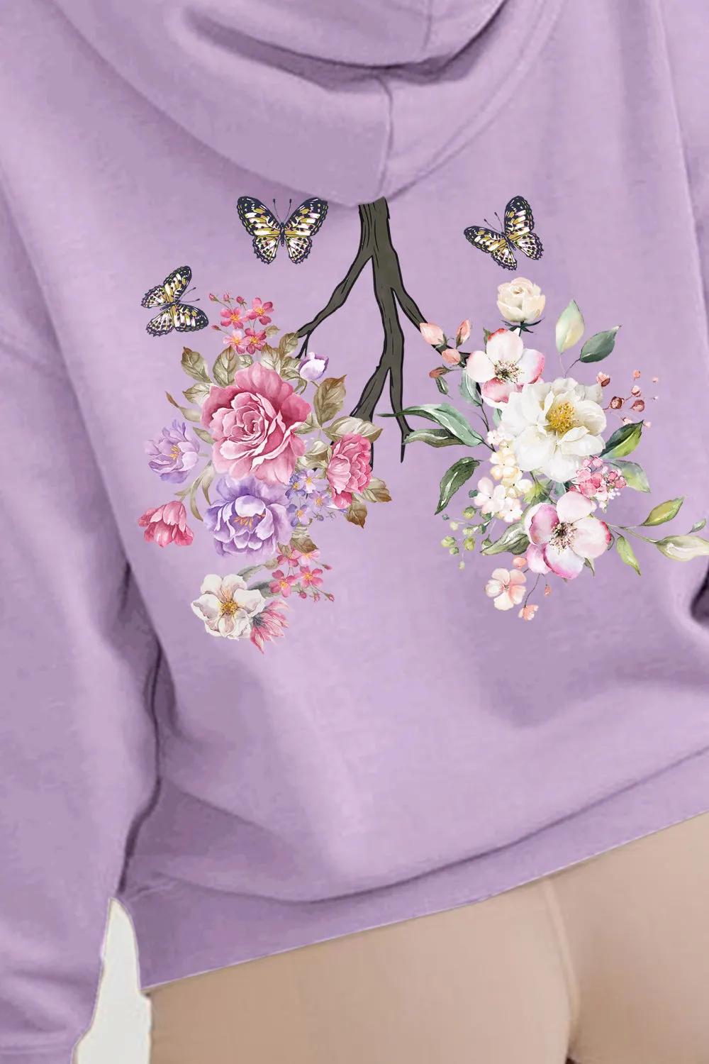 Cute Full Size Flower & Butterfly Hoodie