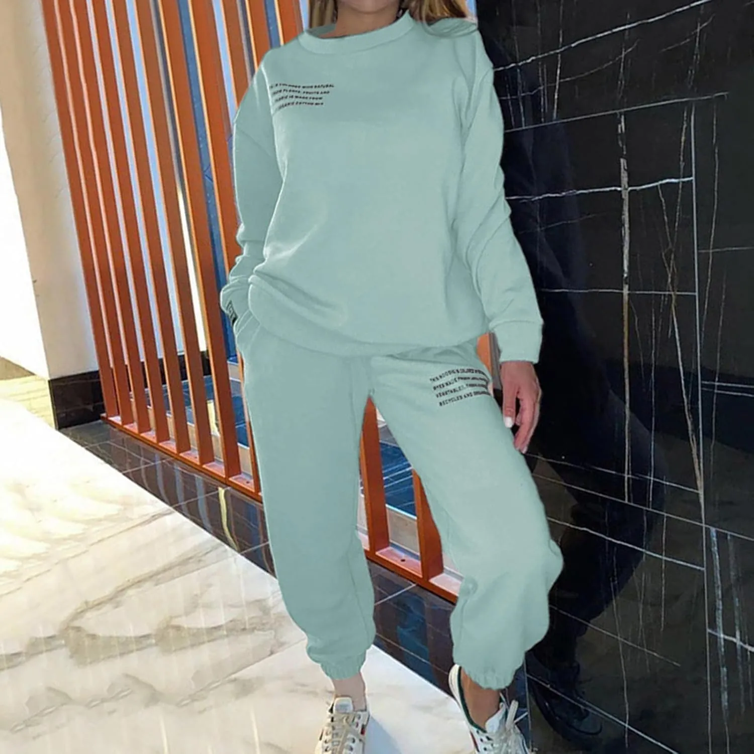 DOLKFU Women's 2 Piece Outfits Long Sleeve Pullover Sweatshirt Jogger Pants Fall Fashion Sweatsuit with Pockets