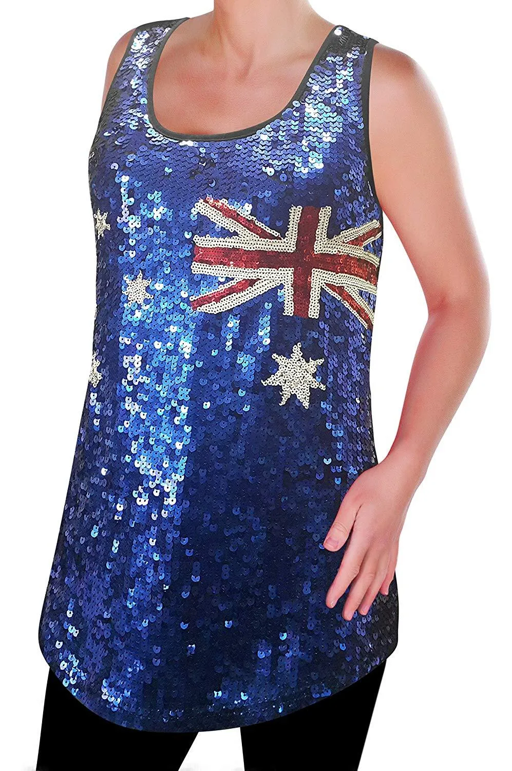 Eyecatch Womens Australian Sequin Vest Top Flag