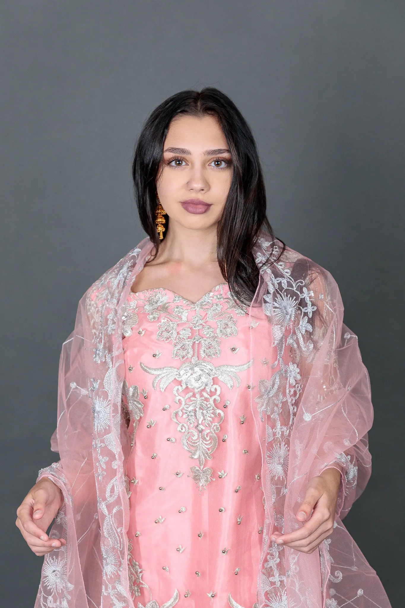 Fancy Silk Heavy Embroidered Light Baby Pink Sharara Suit