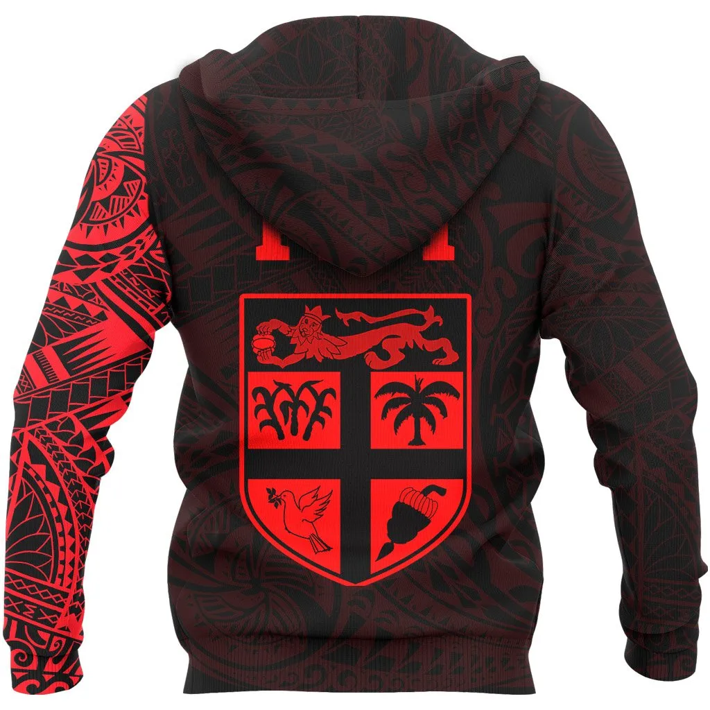 Fiji In My Heart Polynesian Tattoo Style Hoodie Red A7