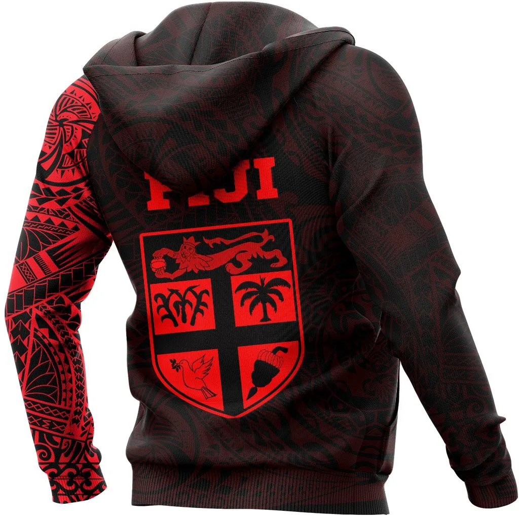 Fiji In My Heart Polynesian Tattoo Style Hoodie Red A7