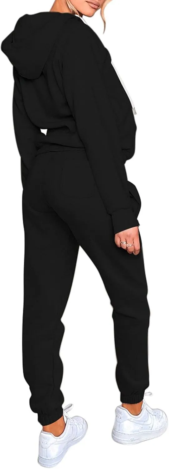 Fixmatti Womens Tracksuit Zip Up Hoodie Sweatsuits 2 Pieces Jogger Sets with Pockets