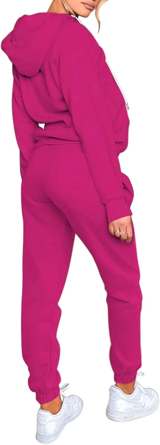 Fixmatti Womens Tracksuit Zip Up Hoodie Sweatsuits 2 Pieces Jogger Sets with Pockets