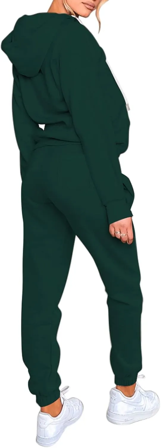 Fixmatti Womens Tracksuit Zip Up Hoodie Sweatsuits 2 Pieces Jogger Sets with Pockets