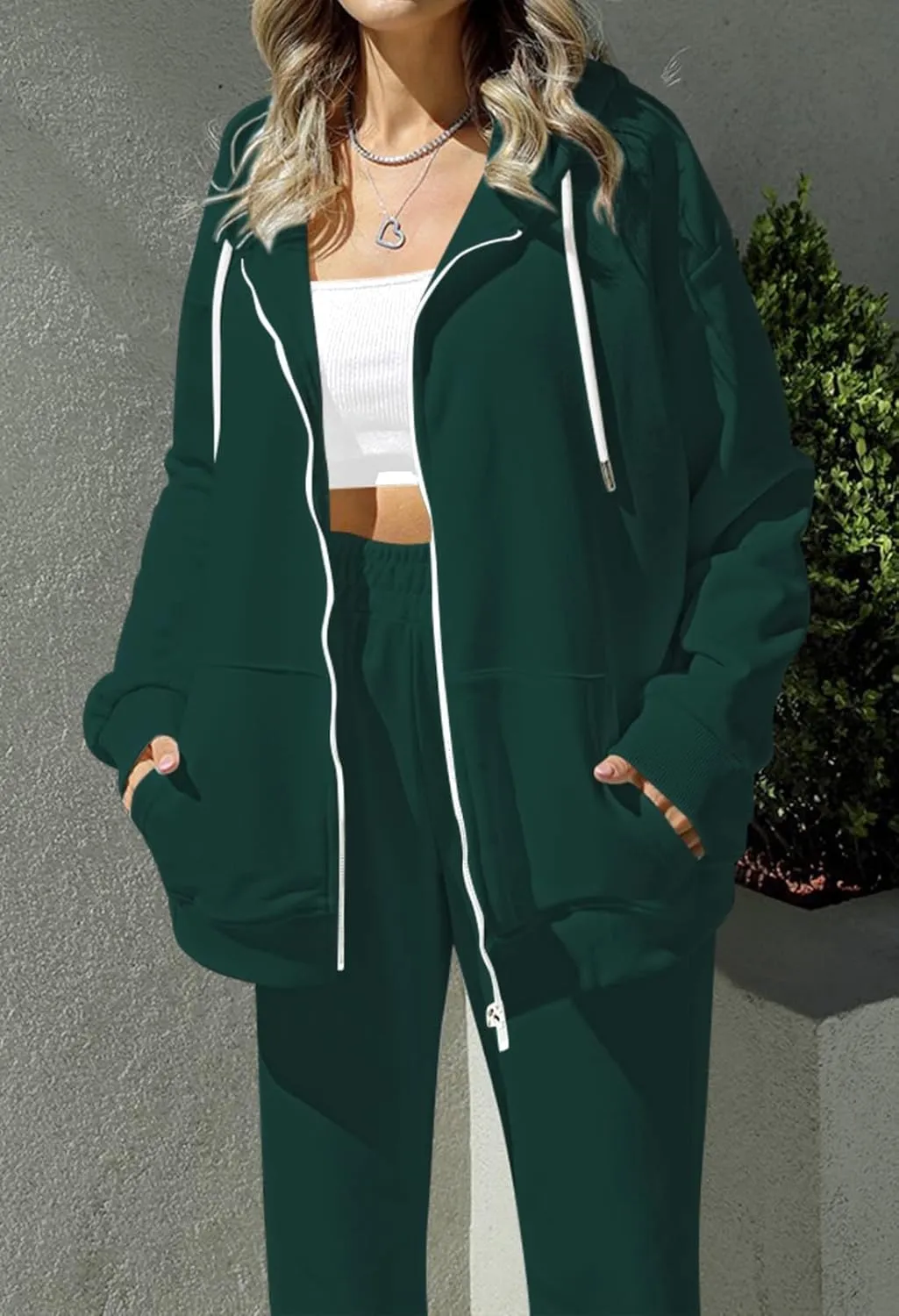 Fixmatti Womens Tracksuit Zip Up Hoodie Sweatsuits 2 Pieces Jogger Sets with Pockets