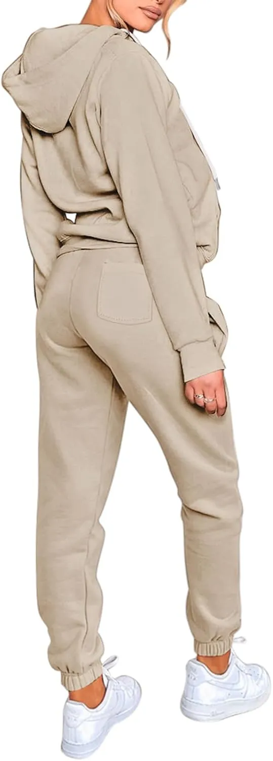 Fixmatti Womens Tracksuit Zip Up Hoodie Sweatsuits 2 Pieces Jogger Sets with Pockets