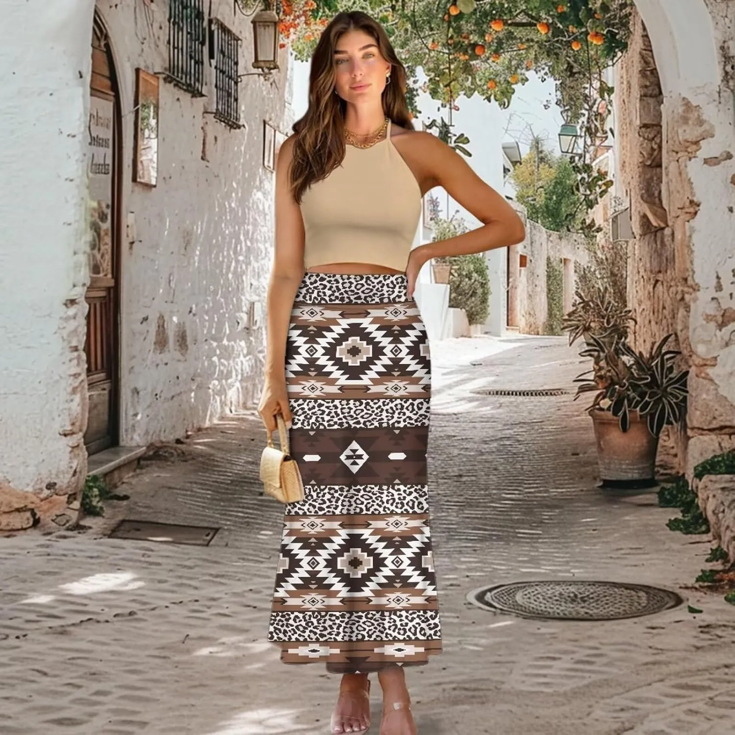 Flared Long Skirts for Women High Waist Maxi Skirts A-Line Ruffle Swing Casual Skirts for Party Holiday Cocktail