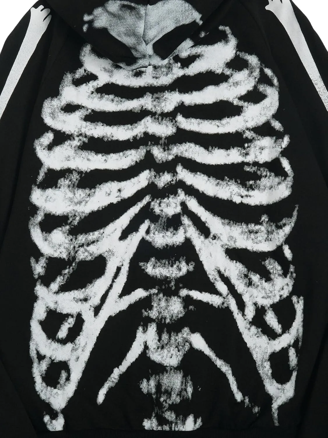GORGLITTER Women's Skeleton Graphic Zip Up Hoodie Y2k Oversized Long Sleeve Goth Hooded Sweatshirt