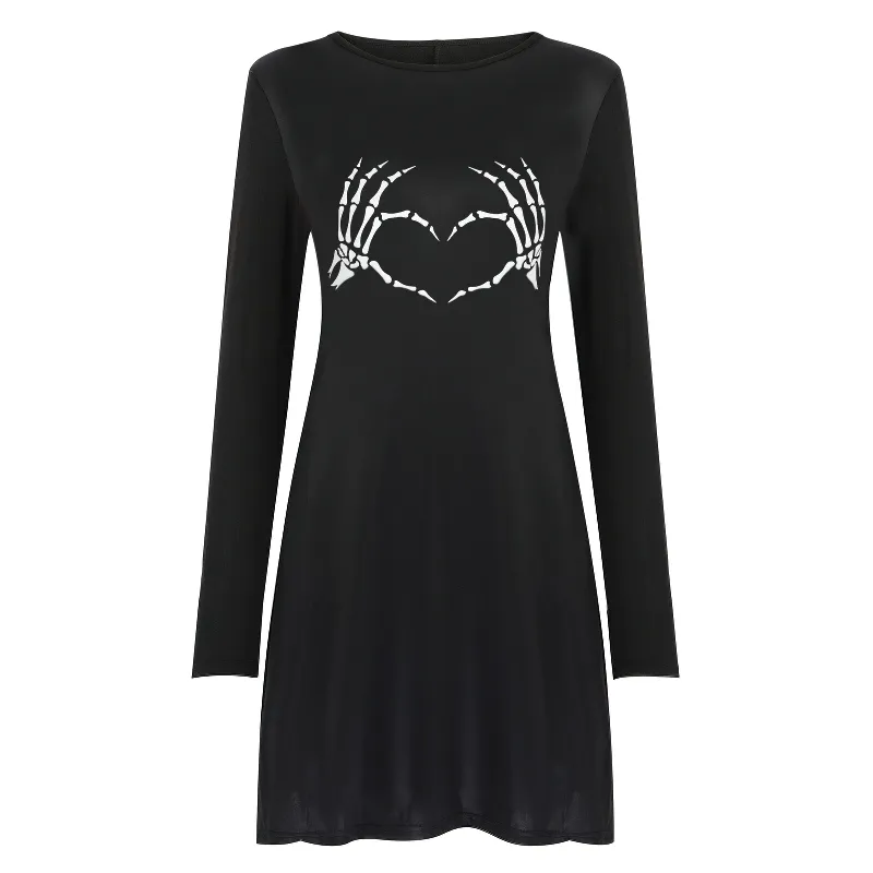 Gothic Women Sexy Dresses With Cool Print / Casual Stylish Dress
