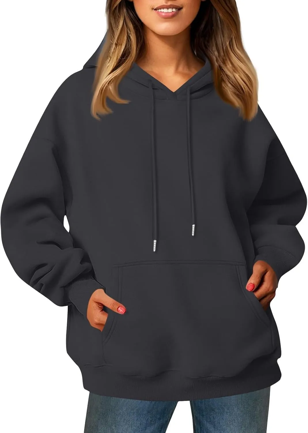 Hoodies for Women Oversized Fleece Pullover Drawstring Hooded Sweatshirt with Pockets Comfy Hoodie Winter Cute Sweatshirts