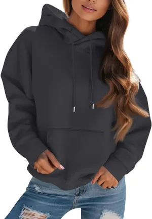Hoodies for Women Oversized Fleece Pullover Drawstring Hooded Sweatshirt with Pockets Comfy Hoodie Winter Cute Sweatshirts