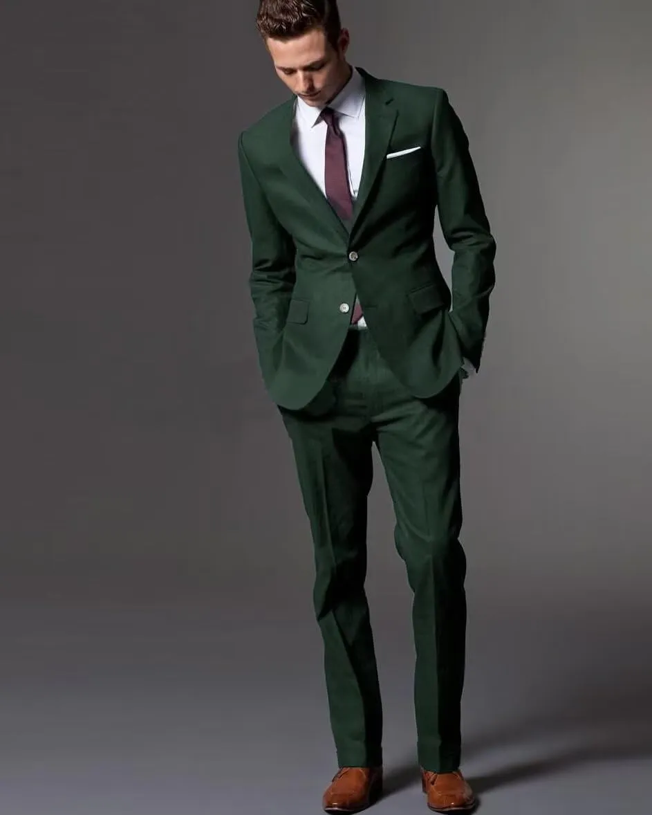 HUUTOE Mens 2 Piece Suit Men Slim Fit Suits for Men Wedding Prom Suit Solid One Button Blazer Jacket Pants Set Groomsmen