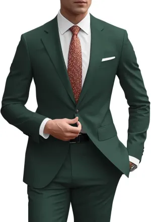HUUTOE Mens 2 Piece Suit Men Slim Fit Suits for Men Wedding Prom Suit Solid One Button Blazer Jacket Pants Set Groomsmen